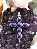 Elegant Cross shaped lapis lazuli pendant in 925 sterling silver | gemstone jewelry | crystal jewelry | quartz jewelry - Shwasam
