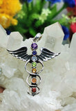 Chakra stones pendant in 925 sterling silver with Amethyst, Garnet, Iolite, Carnelian, Blue Topaz, Peridot, Citrine stones | gifts for her | gifts for girlfriend | gifts for mom daughter sister - Shwasam