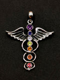 Chakra stones pendant in 925 sterling silver with Amethyst, Garnet, Iolite, Carnelian, Blue Topaz, Peridot, Citrine stones | gifts for her | gifts for girlfriend | gifts for mom daughter sister - Shwasam