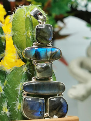 Labradorite Gemstone 925 Sterling Silver Inukshuk Pendant | gemstone jewelry | crystal jewelry | quartz - Shwasam