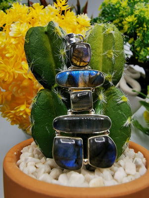 Labradorite Gemstone 925 Sterling Silver Inukshuk Pendant | gemstone jewelry | crystal jewelry | quartz - Shwasam