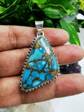 925 Silver gemstone pendant with Blue Copper Turquoise stone, daily wear silver jewelry | Mothers Day | Anniversary Gift | Birthday Gift - Shwasam
