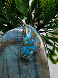 925 Silver gemstone pendant with Blue Copper Turquoise stone, daily wear silver jewelry | Mothers Day | Anniversary Gift | Birthday Gift - Shwasam