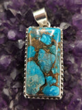 Blue Copper Turquoise pendant in 925 sterling silver  | gemstone jewelry | crystal jewelry | quartz - Shwasam
