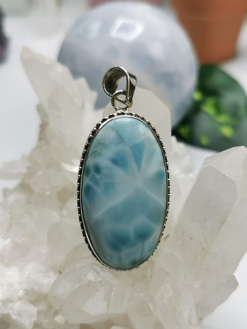 Original Larimar stone pendant for jewelry made in 925 silver | gemstone jewelry | crystal jewelry | quartz - Shwasam