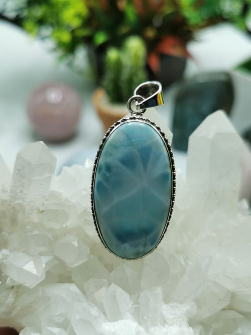 Original Larimar stone pendant for jewelry made in 925 silver | gemsto