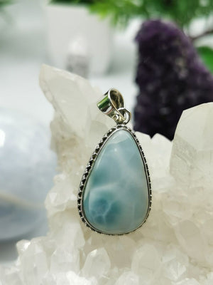 Larimar stone pendant for jewelry made in 925 sterling silver | gemstone jewelry | crystal jewelry | quartz - Shwasam