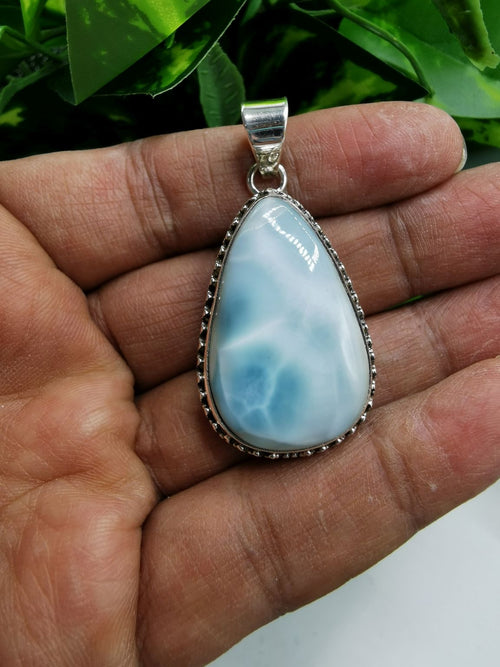Larimar stone pendant for jewelry made in 925 sterling silver | gemstone jewelry | crystal jewelry | quartz - Shwasam