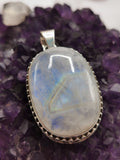 Rainbow Moonstone Pendant made in 925 Sterling Silver - Genuine blue flash moonstone stone pendant | Christmas gift | Mothers Day | Anniversary Gift | Birthday Gift - Shwasam