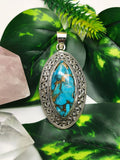 Amazing blue copper turquoise pendant in 925 Sterling Silver | Christmas gift | Mothers Day | Anniversary Gift | Birthday Gift - Shwasam