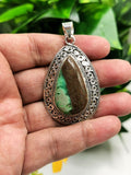 Silver Pendant with genuine Chrysoprase stone | gifts for her | gifts for girlfriend | gifts for mom daughter sister - Shwasam