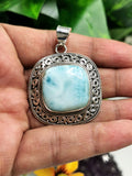 Exquisitely designed Silver Pendant Jewelry in beautiful Larimar stone | gemstone jewelry | crystal jewelry | quartz - Shwasam