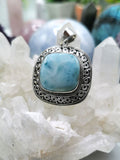 Exquisitely designed Silver Pendant Jewelry in beautiful Larimar stone | gemstone jewelry | crystal jewelry | quartz - Shwasam