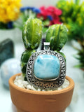 Exquisitely designed Silver Pendant Jewelry in beautiful Larimar stone | gemstone jewelry | crystal jewelry | quartz - Shwasam