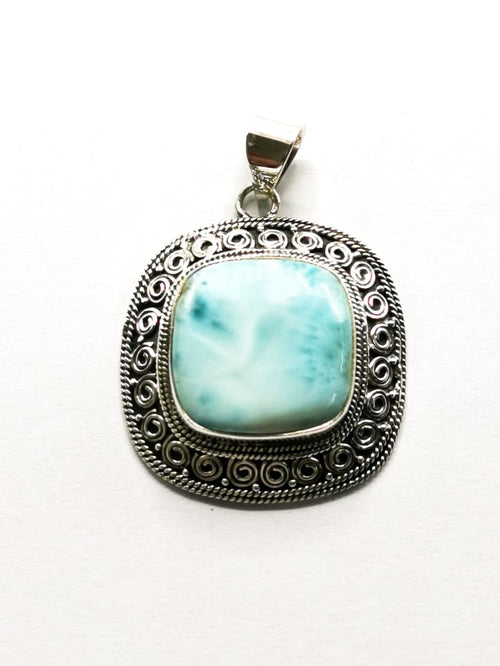 Exquisitely designed Silver Pendant Jewelry in beautiful Larimar stone | gemstone jewelry | crystal jewelry | quartz - Shwasam