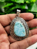 Genuine Larimar stone pendant made in 925 Sterling silver | gemstone jewelry | crystal jewelry | quartz - Shwasam