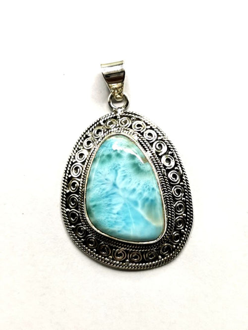 Genuine Larimar stone pendant made in 925 Sterling silver | gemstone jewelry | crystal jewelry | quartz - Shwasam