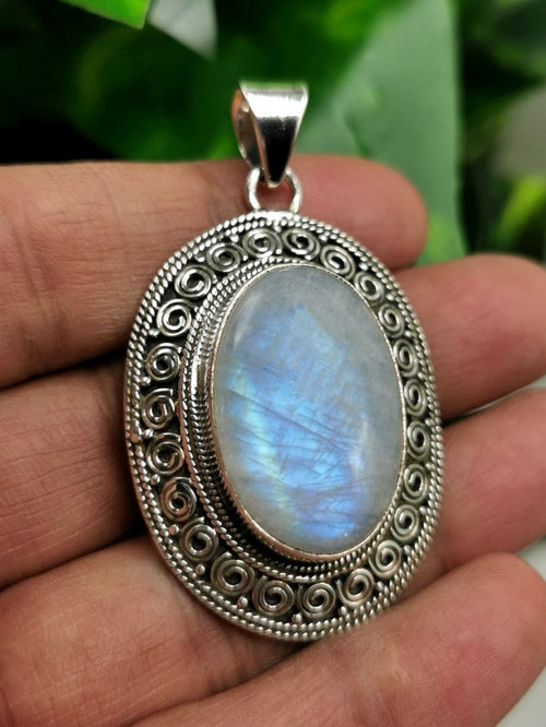 Beautifully designed 925 Sterling Silver pendant jewelry with original Rainbow Moonstone | Christmas gift | Mothers Day | Anniversary Gift | Birthday Gift - Shwasam