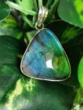 Pendant jewelry in Labradorite stone triangle shaped made in 925 sterling silver | Christmas gift | Mothers Day | Anniversary Gift | Birthday Gift - Shwasam