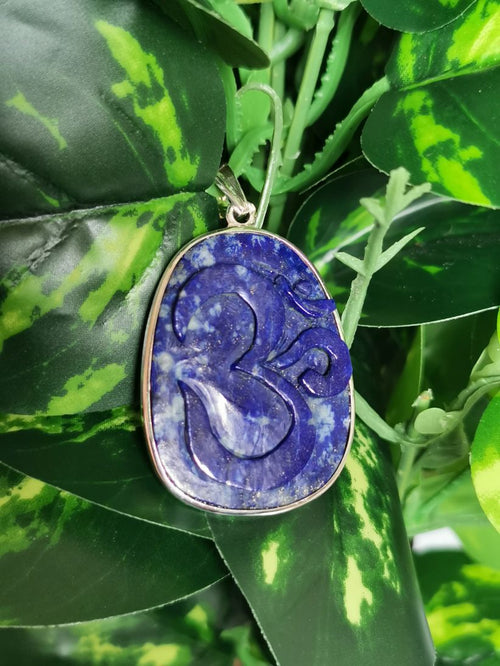 Lapis Lazuli stone OM Pendant Jewelry in 925 sterling silver | Mothers Day Gift | Spiritual Gift - Shwasam