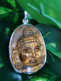 Tiger eye stone Buddha head pendant made in 925 sterling silver | gemstone jewelry | crystal jewelry | quartz - Shwasam