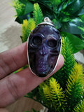 Amethyst stone skull shaped pendant made in 925 sterling silver  | gemstone jewelry | crystal jewelry | quartz - Shwasam