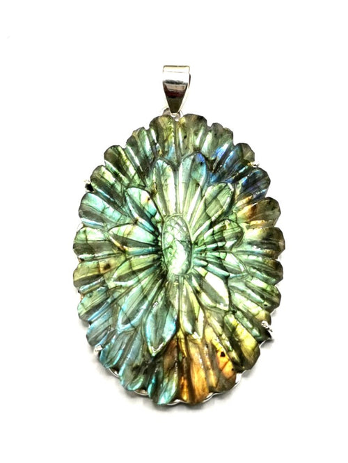 Stunning Labradorite flower pendant jewelry in 925 sterling silver | Christmas gift | Mothers Day | Anniversary Gift | Birthday Gift - Shwasam