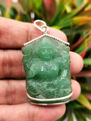 Pendant for women - Laxmi green aventurine in 925 silver | gifts for her | gifts for girlfriend | gifts for mom daughter sister - Shwasam