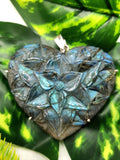 Stunning Labradorite heart shaped flower pendant in 925 sterling silver - gemstone/crystal jewelry | Mother's Day/Birthday/Anniversary gift - Shwasam