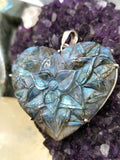 Stunning Labradorite heart shaped flower pendant in 925 sterling silver - gemstone/crystal jewelry | Mother's Day/Birthday/Anniversary gift - Shwasam