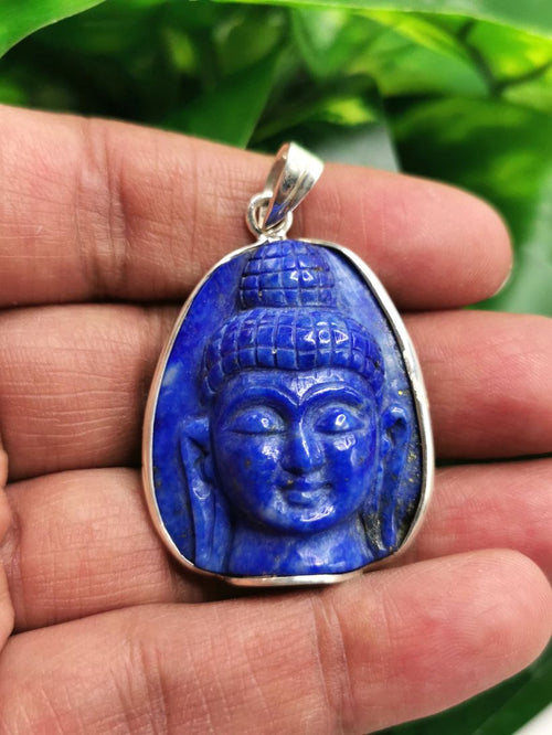 Serene Buddha pendant in lapis lazuli stone and 925 sterling silver - gemstone/crystal jewelry | Mother's Day/Birthday/Anniversary gift - Shwasam