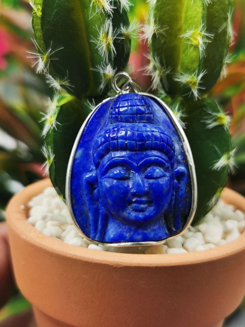 Serene Buddha pendant in lapis lazuli stone and 925 sterling silver - gemstone/crystal jewelry | Mother's Day/Birthday/Anniversary gift - Shwasam