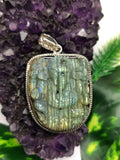 Stunning Labradorite Ganesha pendant in 925 sterling silver - gemstone/crystal jewelry | Mother's Day/engagement/birthday gift - Shwasam