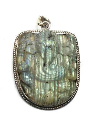 Stunning Labradorite Ganesha pendant in 925 sterling silver - gemstone/crystal jewelry | Mother's Day/engagement/birthday gift - Shwasam