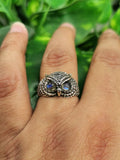 Owl face shaped Labradorite gemstone ring made in 925 sterling silver - | fashion rings | finger ring | - Shwasam