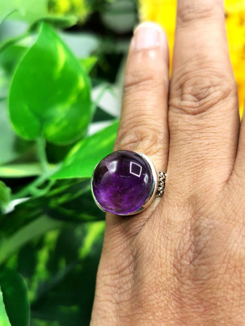 Beautiful Amethyst ring in 925 sterling silver - size 6 | Engagement ring | gemstone jewelry | crystal jewelry | quartz jewelry | finger ring - Shwasam