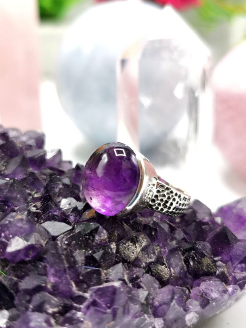 Beautiful Amethyst ring in 925 sterling silver - size 6 | Engagement ring | gemstone jewelry | crystal jewelry | quartz jewelry | finger ring - Shwasam