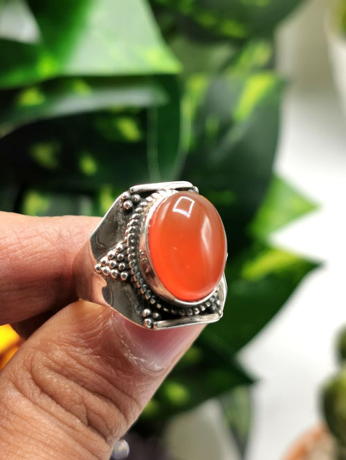 Ring with Carnelian gemstone made in 925 silver | gemstone jewelry | crystal jewelry | quartz jewelry | finger ring | engagement ring - Shwasam