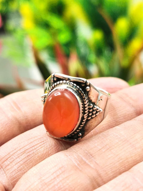 Ring with Carnelian gemstone made in 925 silver | gemstone jewelry | crystal jewelry | quartz jewelry | finger ring | engagement ring - Shwasam