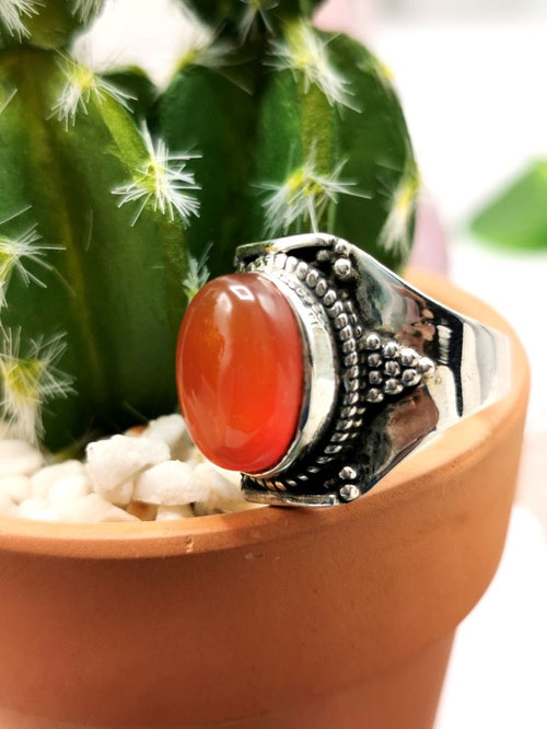 Ring with Carnelian gemstone made in 925 silver | gemstone jewelry | crystal jewelry | quartz jewelry | finger ring | engagement ring - Shwasam