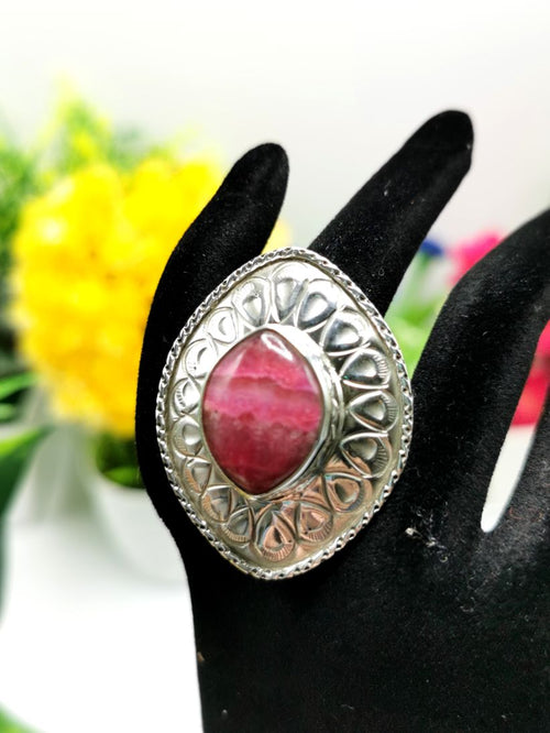 Rhodochrosite gemstone ring made in 925 silver | gemstone jewelry | crystal jewelry | quartz jewelry | finger ring | engagement ring - Shwasam