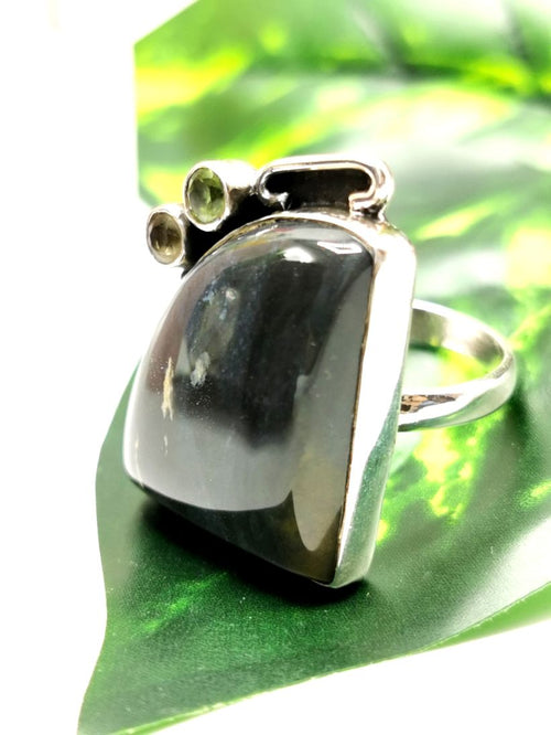 Amazing and unique multi-stone, jasper, peridot and citrine ring in 925 sterling silver - size 9 | Engagement ring | gemstone jewelry | crystal jewelry | quartz jewelry | finger ring - Shwasam