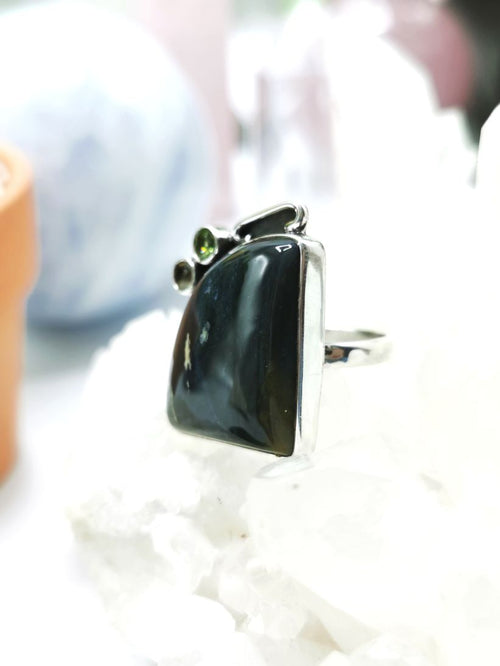 Amazing and unique multi-stone, jasper, peridot and citrine ring in 925 sterling silver - size 9 | Engagement ring | gemstone jewelry | crystal jewelry | quartz jewelry | finger ring - Shwasam