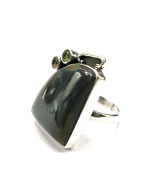 Amazing and unique multi-stone, jasper, peridot and citrine ring in 925 sterling silver - size 9 | Engagement ring | gemstone jewelry | crystal jewelry | quartz jewelry | finger ring - Shwasam