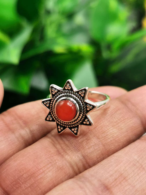 Ring with Carnelian gemstone made in 925 silver | gemstone jewelry | crystal jewelry | quartz jewelry | finger ring | engagement ring - Shwasam