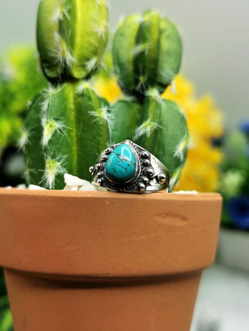 Ring with Blue Turquoise gemstone made in 925 silver | gemstone jewelry | crystal jewelry | quartz jewelry | finger ring | engagement ring - Shwasam