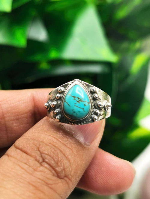 Ring with Blue Turquoise gemstone made in 925 silver | gemstone jewelry | crystal jewelry | quartz jewelry | finger ring | engagement ring - Shwasam