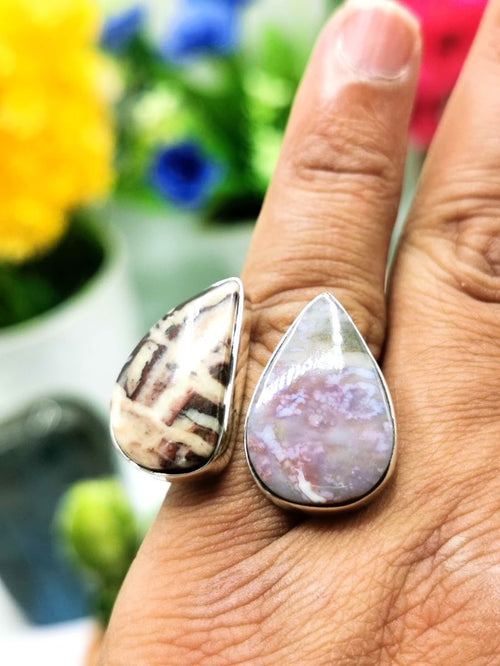 Exquisite Coffee Jasper & Charoite ring in 925 sterling silver-size 7 | engagement rings | gifts for her | gifts for girlfriend | gifts for mom daughter sister | finger ring - Shwasam