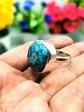 Elegant beautiful blue copper turquoise ring in 925 sterling silver -size 8 | Engagement ring | gifts for her | gifts for girlfriend | gifts for mom daughter sister | finger ring - Shwasam