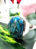 Elegant beautiful blue copper turquoise ring in 925 sterling silver -size 8 | Engagement ring | gifts for her | gifts for girlfriend | gifts for mom daughter sister | finger ring - Shwasam